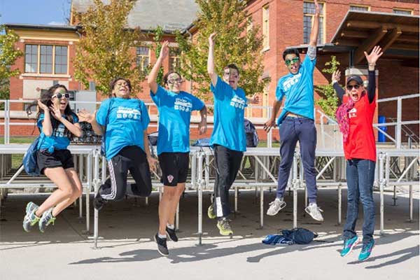 Students jumping into the air