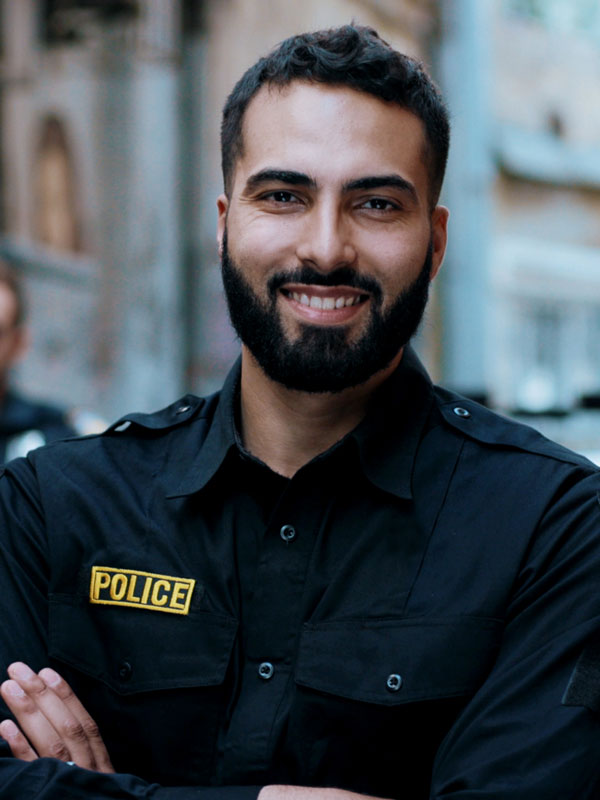 Police officer smiling