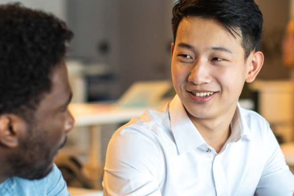 Two students having a conversation