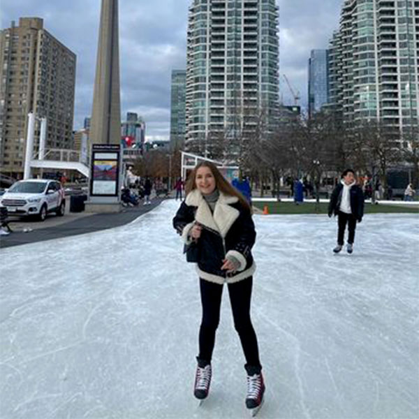 Inna skating outside in Toronto