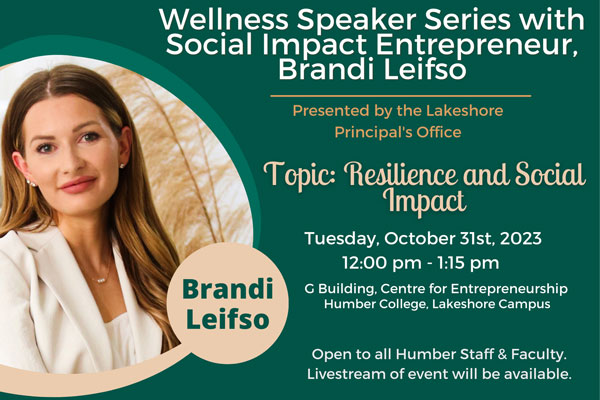 Info flyer for wellness event with Brandi Leifso