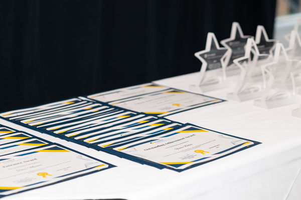 Awards on table