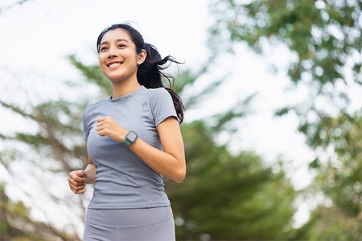 woman running outside