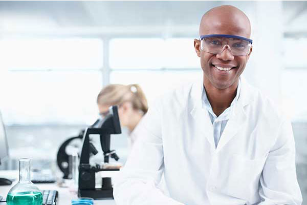 man in white lab coat