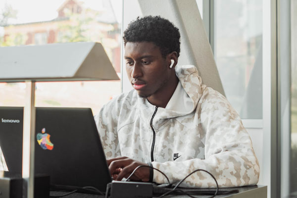 Student using laptop