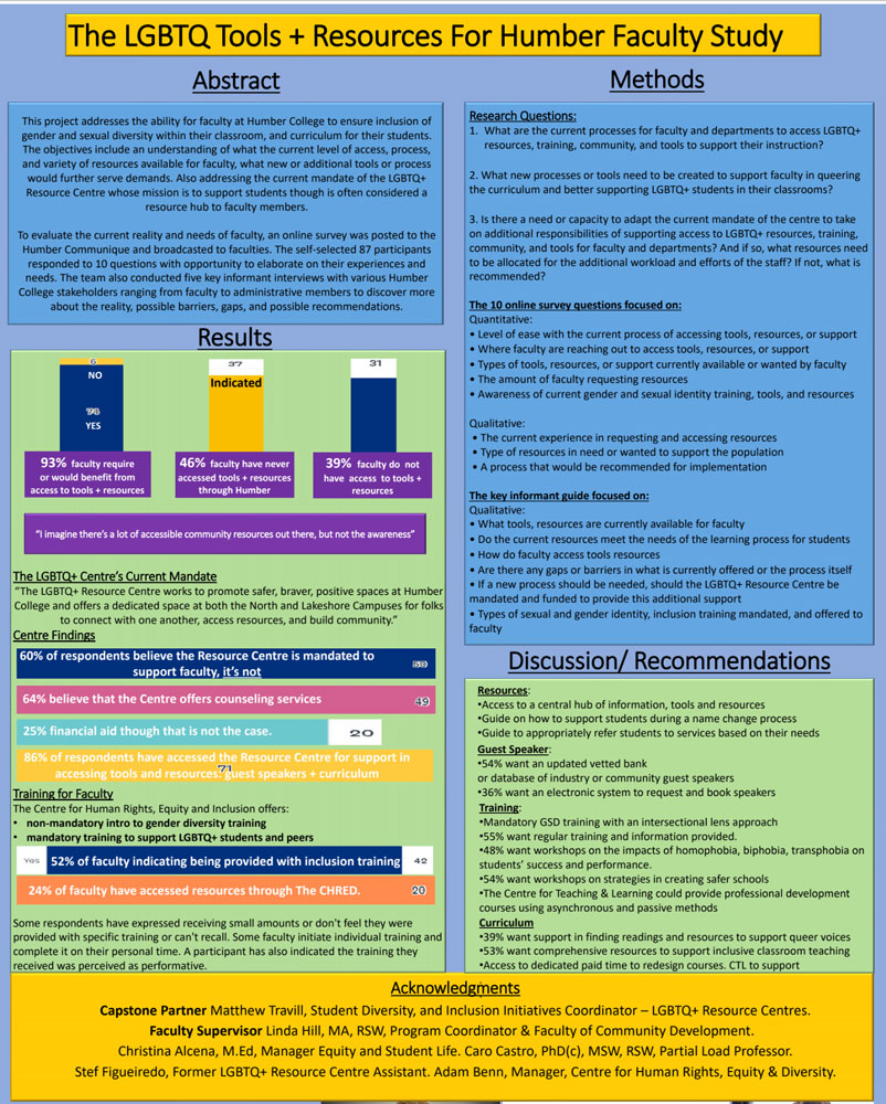 Poster showing a summary of the LGBTQ Tools research report